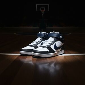 Nike Court Borough Mid 2 Kids' Shoes - Navy and White